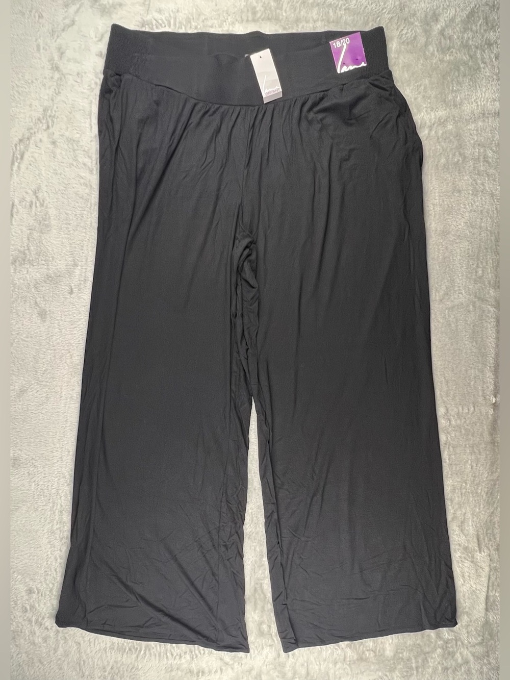 Lane Bryant Super Wide Leg Pants Black Elastic Waist Pull On Women's 18/20 1X